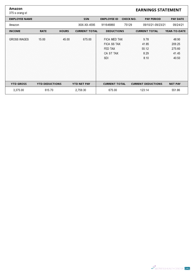 Download Amazon Paystub Photoshop template
